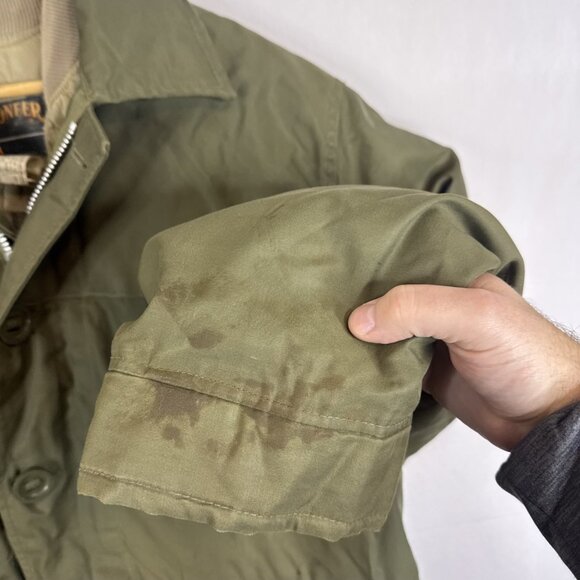 Vintage Military-Style Olive Green Down Jacket Pioneer Vancouver Canada XL Parka - Picture 2 of 10